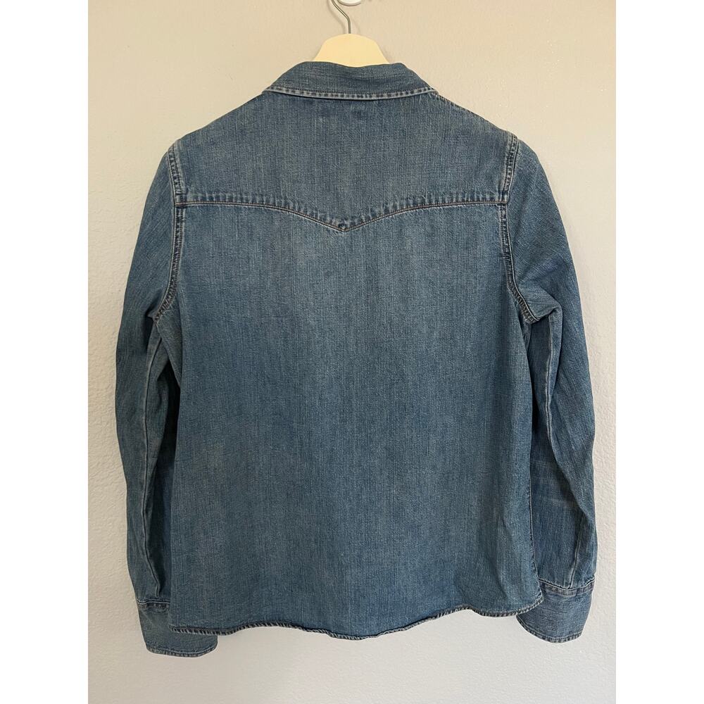 J Crew Women's Denim Pearl Snap Cowgirl Western Rodeo Shirt! Size 14 - Picture 2 of 8
